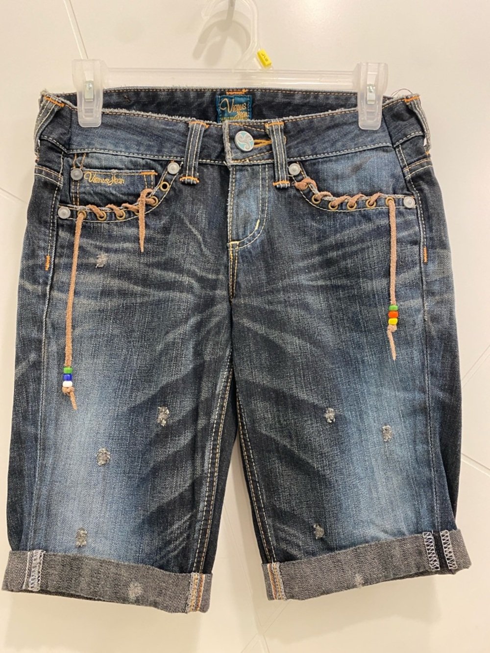 RARE Something Edwin Vienus Jean Y2K Distressed Denim Low Rise Shorts Japansese